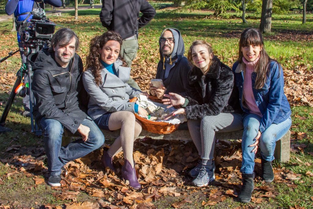 En pleno rodaje, con Ana Katz, Julieta Zylbergberg, Maricel Álvarez, Dani Umpi y Daniel Hendler