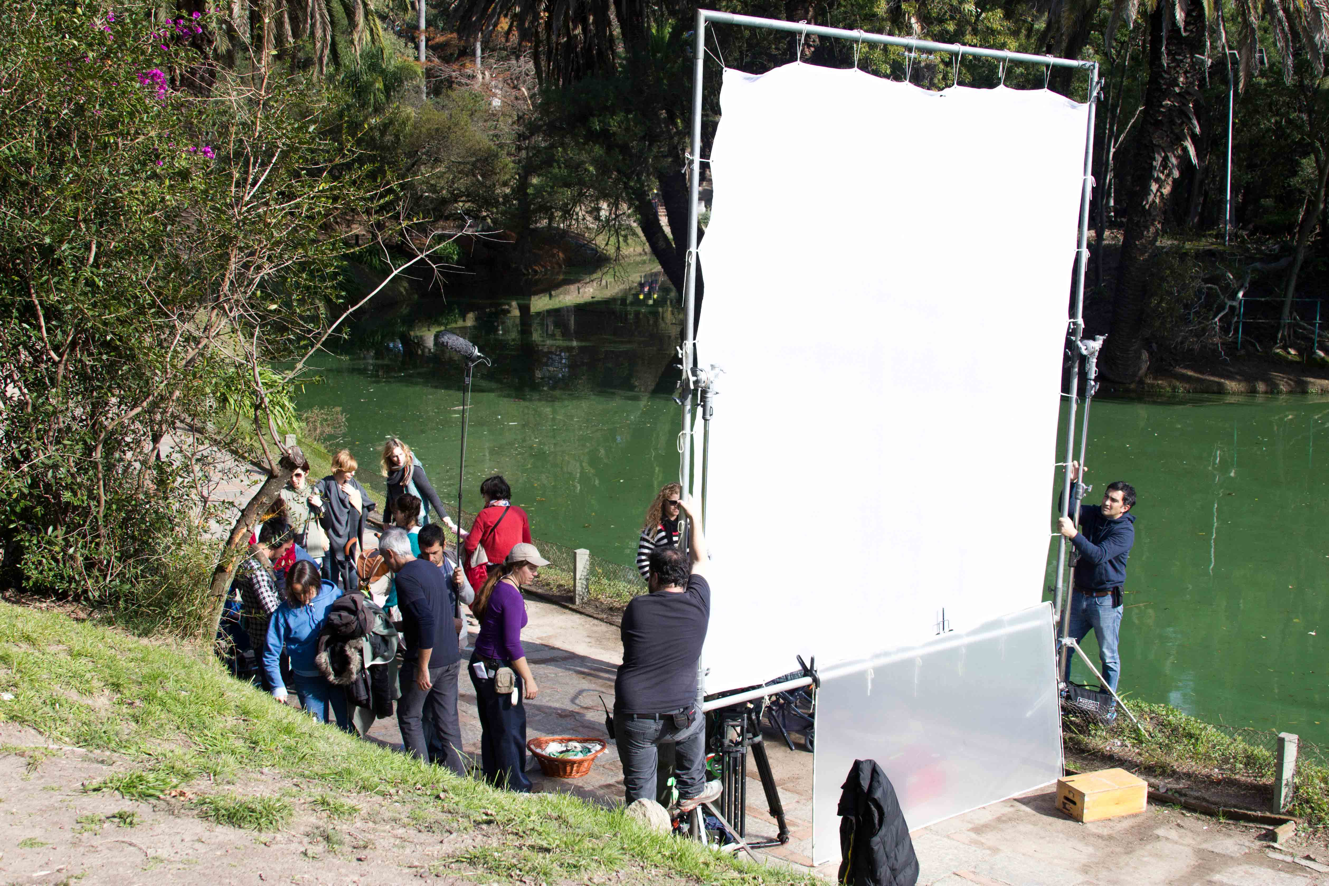 Durante el rodaje en el Parque Rodó.