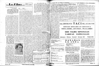 Página de cine de Marcha en 1945, con críticas de Homero Alsina Thevenet y Hugo Alfaro