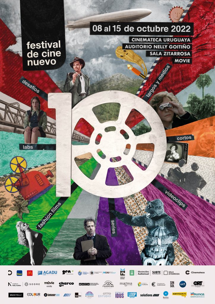 un collage de imágenes con el logo del Festival de Cine Nuevo en la esquina superior izquierda, las fechas del 8 al 15 de octubre en la derecha